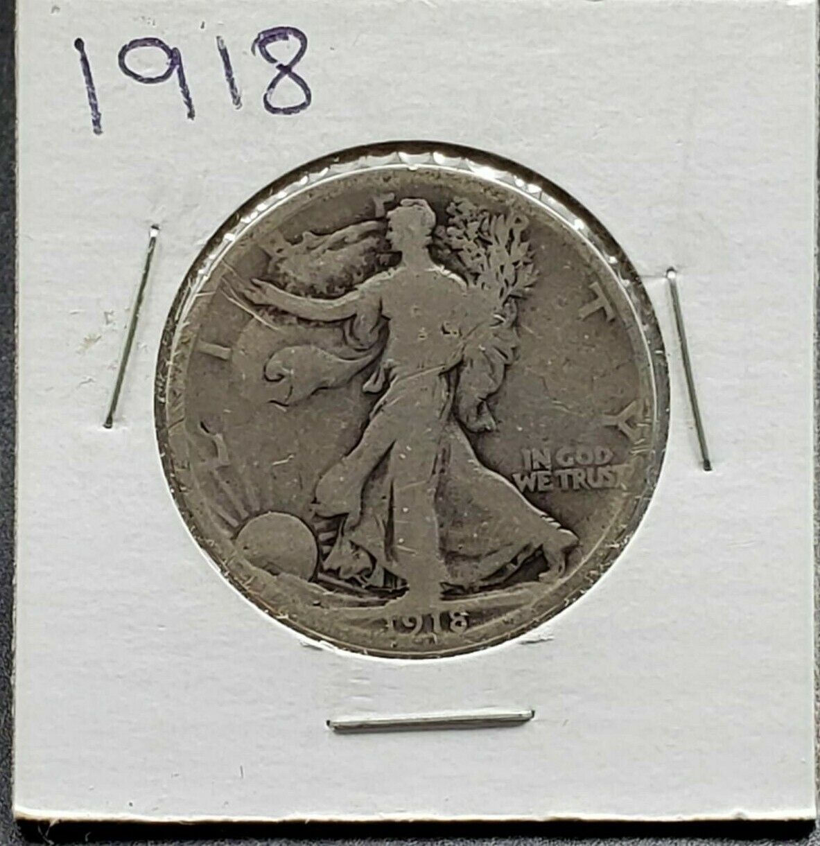 1918 P Walking Liberty Silver Eagle Half Dollar Coin Solid Good G Condition
