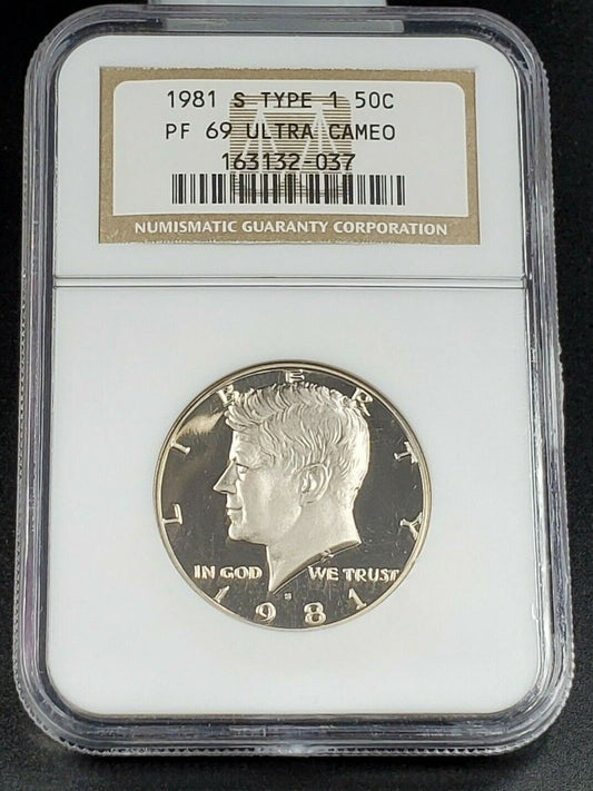 1981 S Kennedy Proof Half Dollar Type 1 Variety Coin PF69 UCAM NGC Combo Ship Di