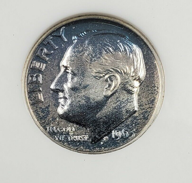 1963 P Roosevelt Proof Silver Dime Variety ANACS PF66 FS-803 DDR PQ Blue Toning