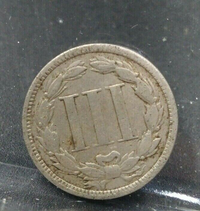 1868 P 3c Liberty Three Cent Nickel Coin Choice Fine / Very Fine VF Circulated