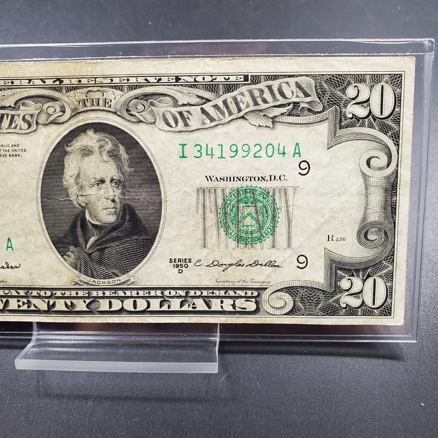 1950 D $20 FRN Federal Reserve Note Bill US Currency Better Block R Block VF