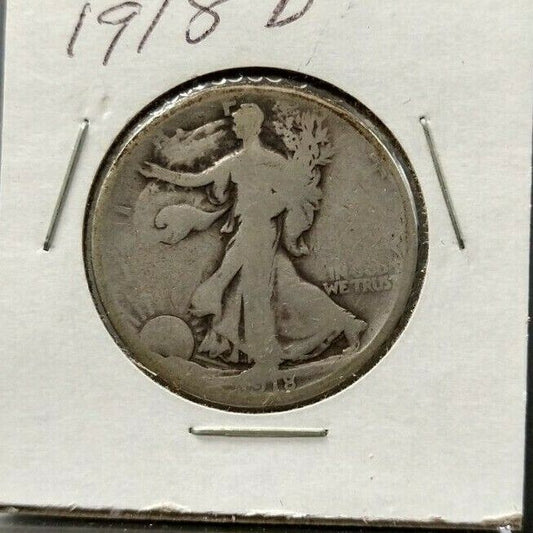 1918 D Walking Liberty Silver Eagle Half Dollar Coin Choice AG ABOUT GOOD DENVER