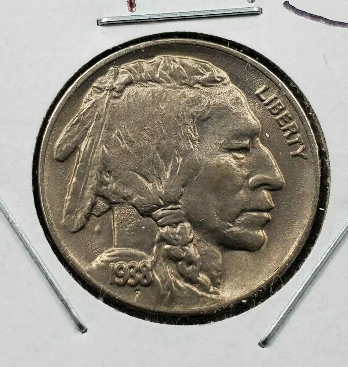 1938 D Buffalo Nickel Coin Choice BU Uncirculated Type 2 Reverse Buffalo N Plain