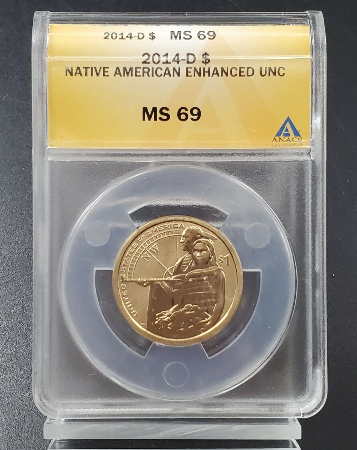 2014 D Native American Enhanced Uncirculated Dollar ANACS MS69