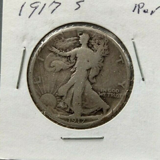 1917 S Walking Liberty Silver Eagle Half Dollar Coin VG / FINE REVERSE MINT MARK