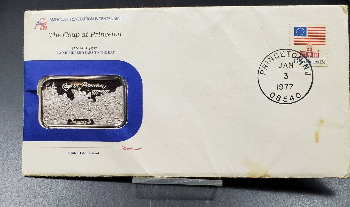 1977 Battle Princeton American 1oz Silver Bar LETTER MEDALIST COVER SOCIETY PACK