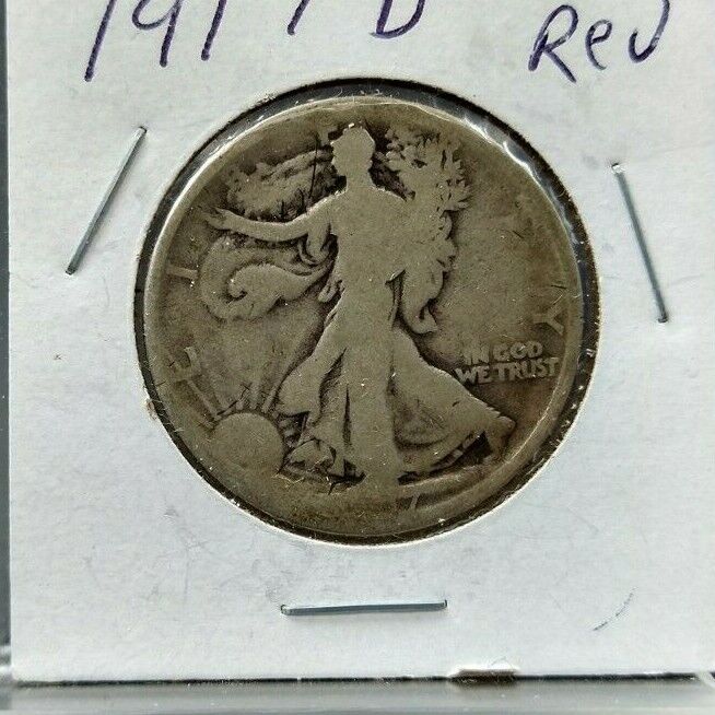 1917 D Walking Liberty Eagle Half Dollar Coin AG / GOOD Semi 🔑 Reverse MM