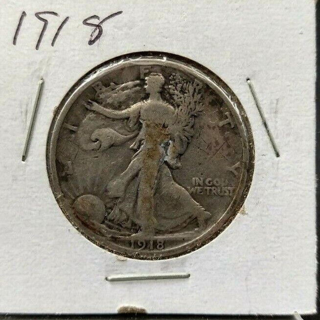 1918 P Walking Liberty Eagle Half Dollar Coin Choice Fine / VF Neat Toning