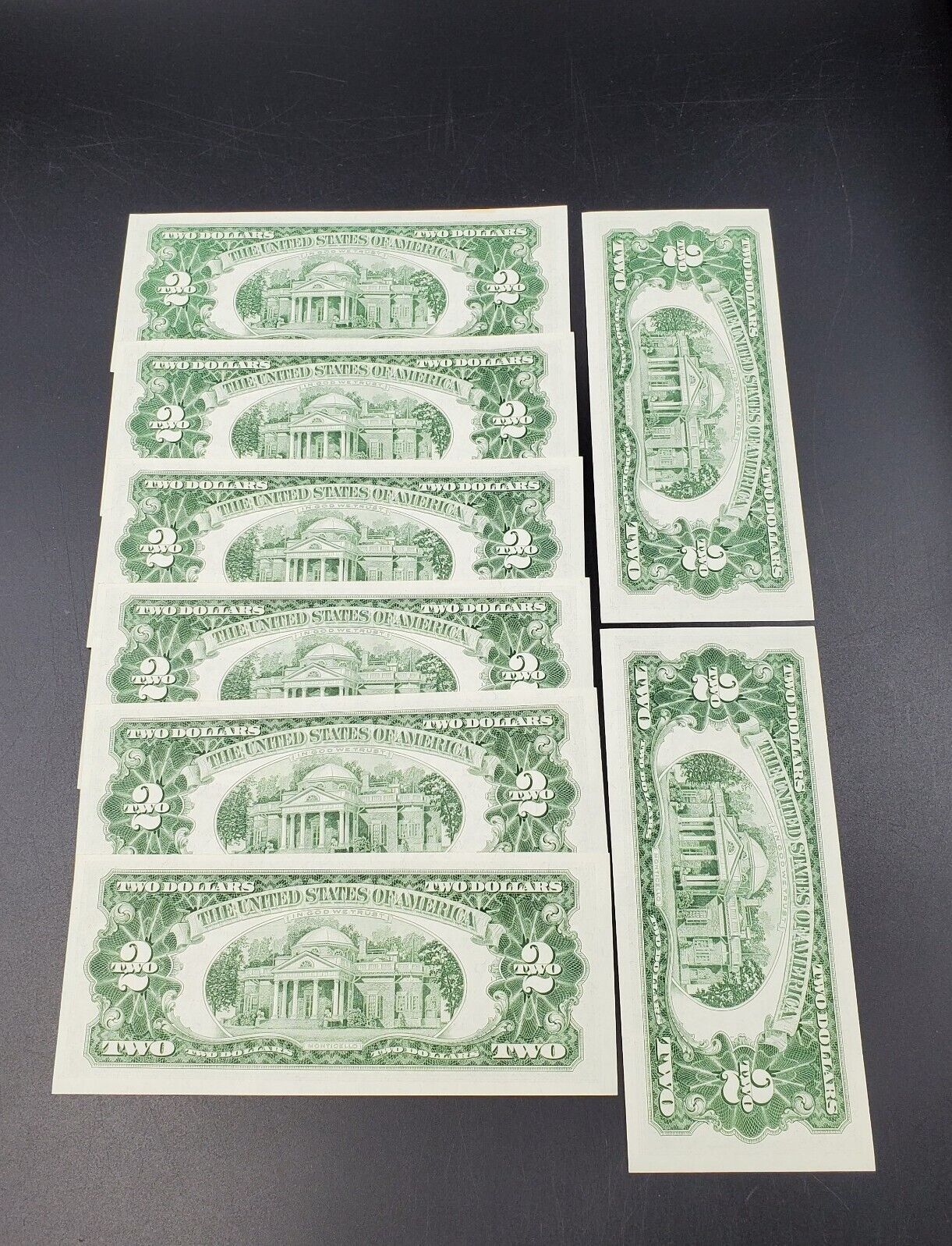 8 NOTE CONSECUTIVE SET 1963  $2 Red Seal Legal Tender Uncirculated Note Bills