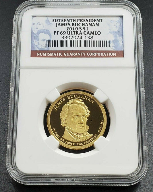 2010 S James Buchanan Presidential Dollar Coin NGC PF69 Ultra Cameo UCAM Proof