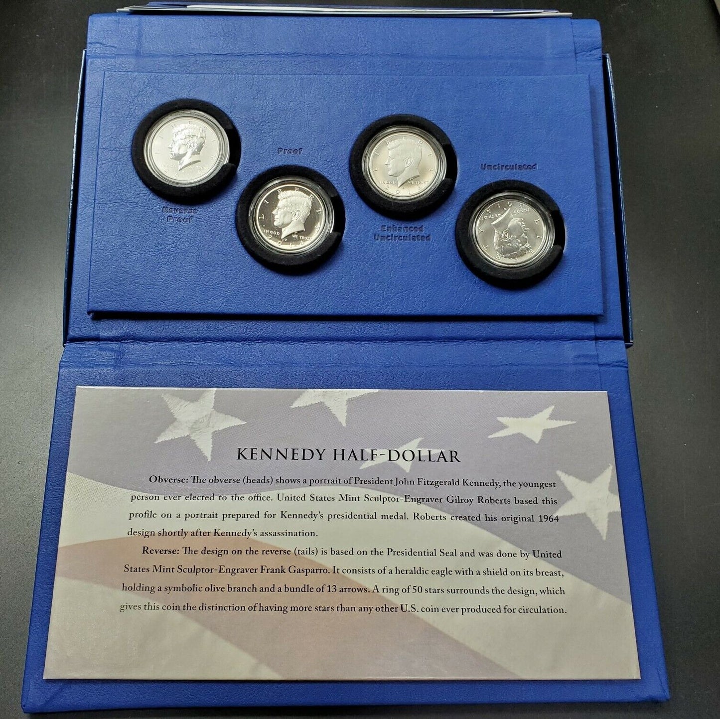 2014 50th Anniversary Kennedy Half Dollar Silver 4 Coin Set With Box &amp; COA