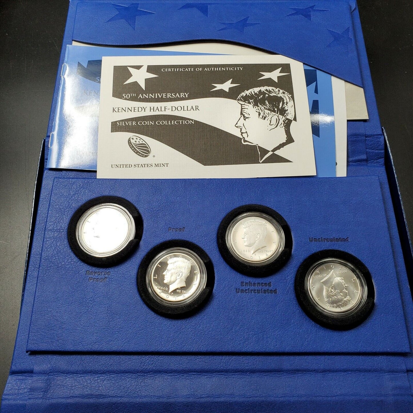 2014 50th Anniversary Kennedy Half Dollar Silver 4 Coin Set With Box &amp; COA