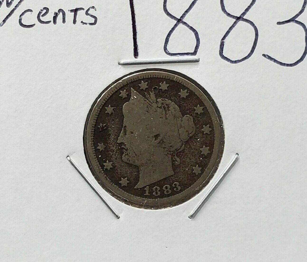 1883 Liberty V 5c Nickel Coin Average G Good / VG Very Good