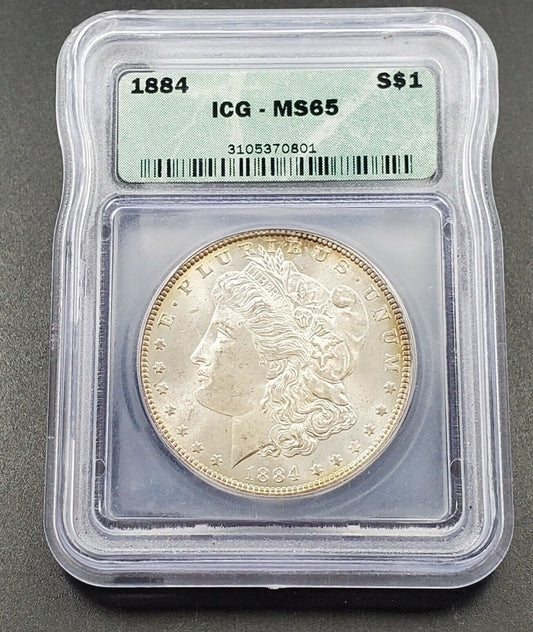 1884 P Morgan Silver Eagle Dollar Coin ICG MS65 Gem BU UNC Certified