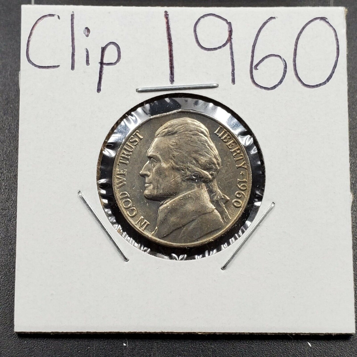 1960 P Jefferson Nickel 5c CH BU UNC CLIPPED Planchet Error Coin