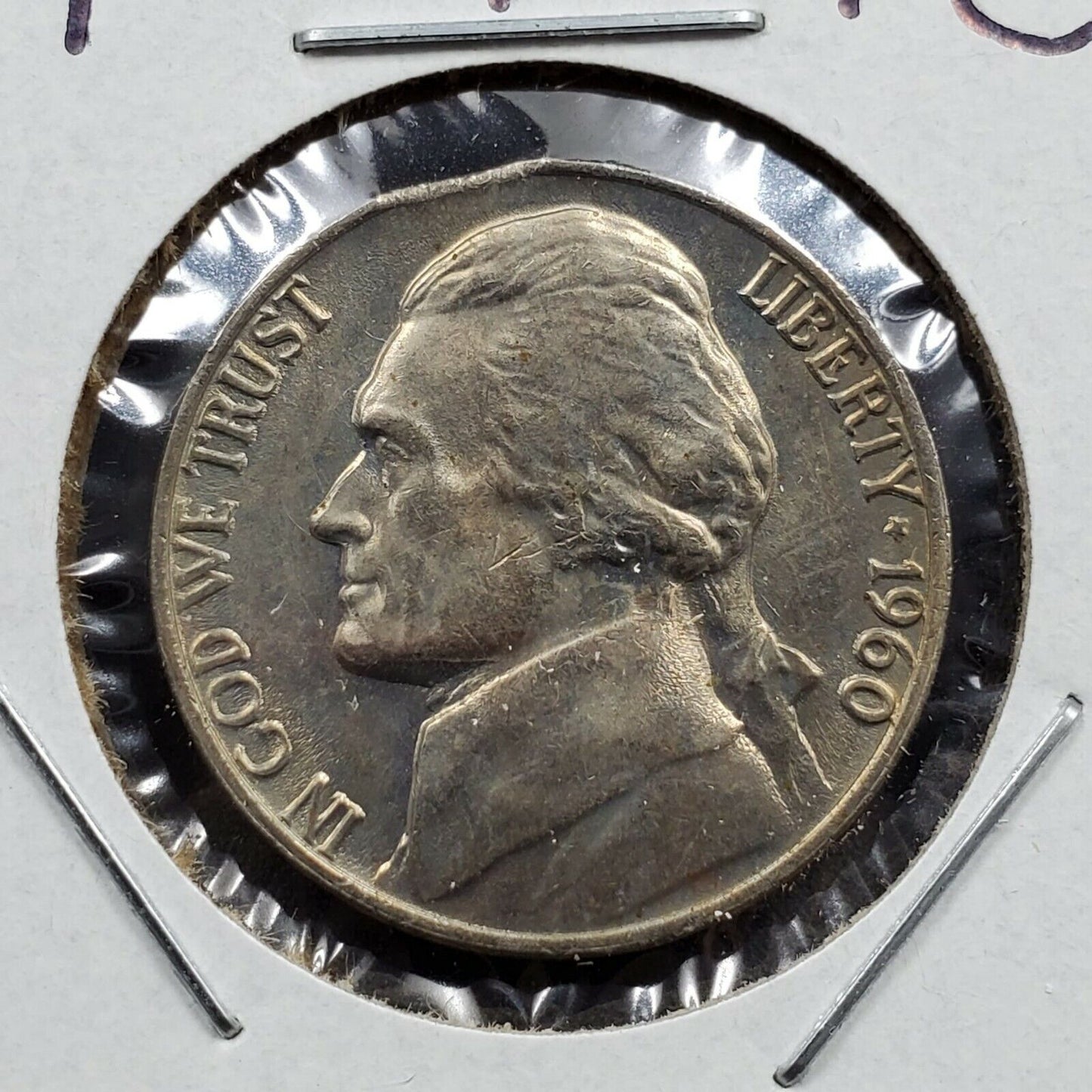 1960 P Jefferson Nickel 5c CH BU UNC CLIPPED Planchet Error Coin