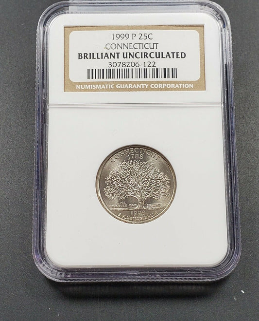 1999 P Connecticut Statehood Quarter Coin NGC BU UNC Slab