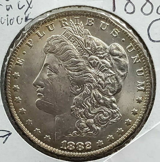 1882 O Morgan Silver Dollar Variety Coin AVG BU UNC  VAM-17A Clashed Die &amp; Crack