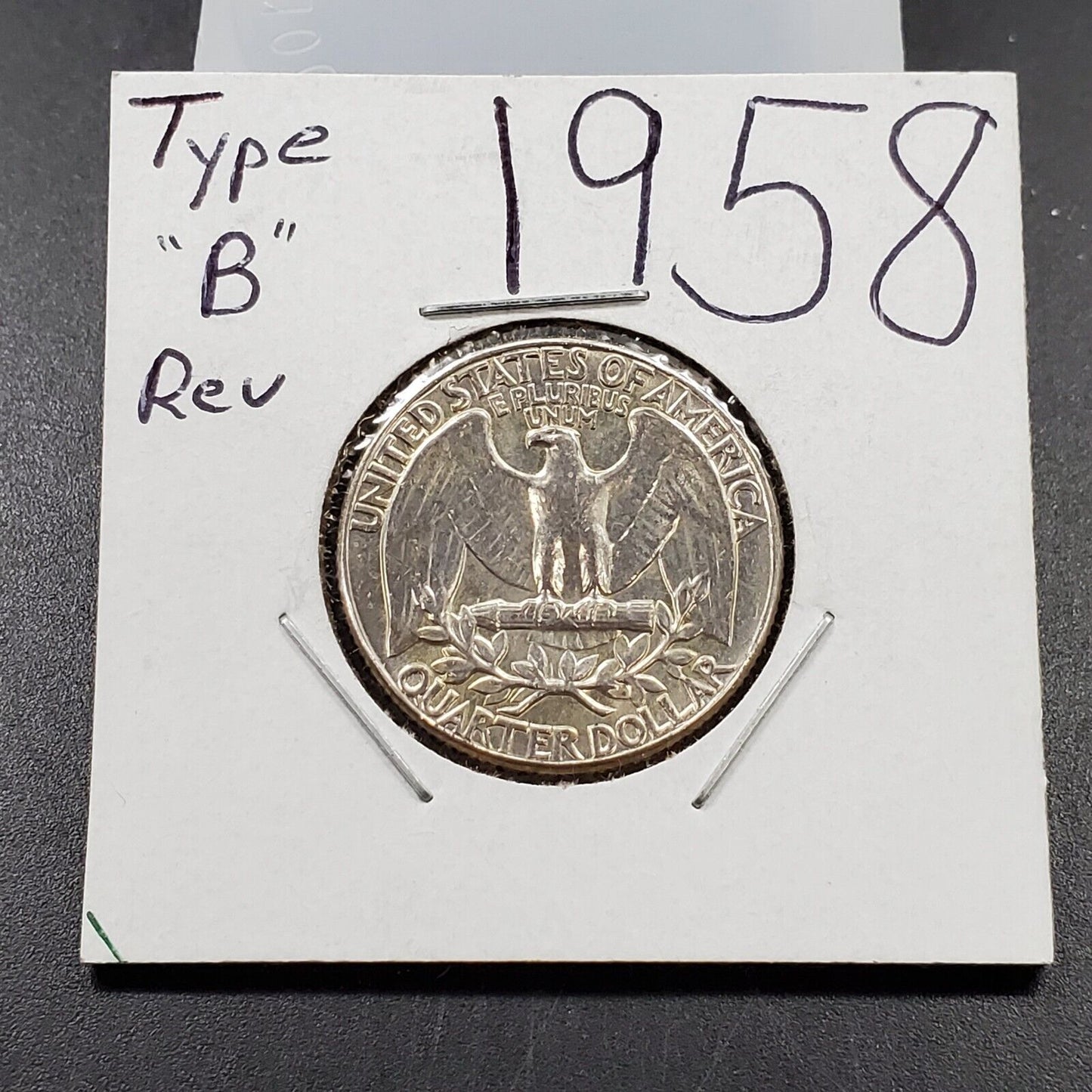 1958 P 25C Washington Quarter Silver Coin CHOICE AU Type B Variety