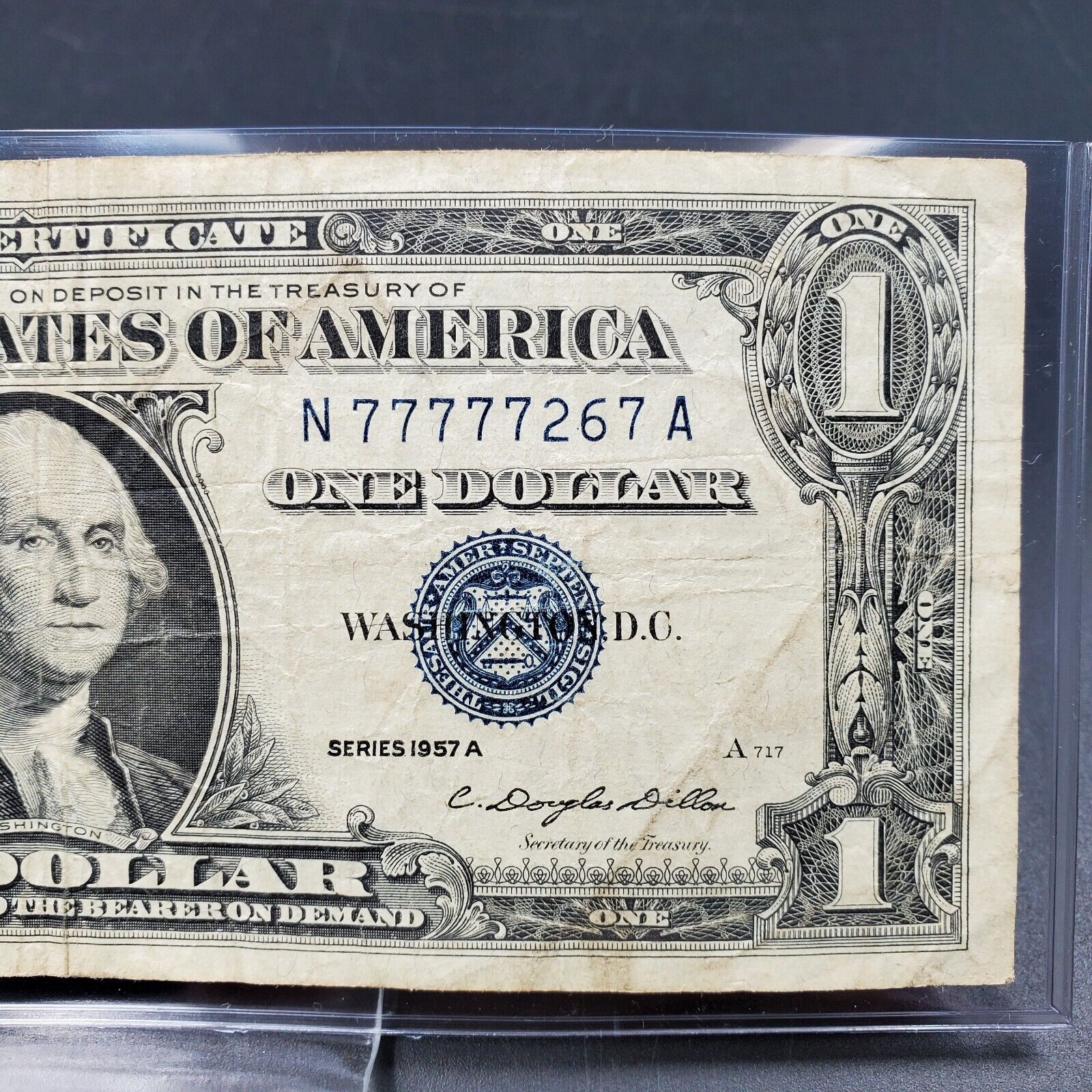 1957 A 1 Silver Certificate US Blue Seal Note Bill Quadruple