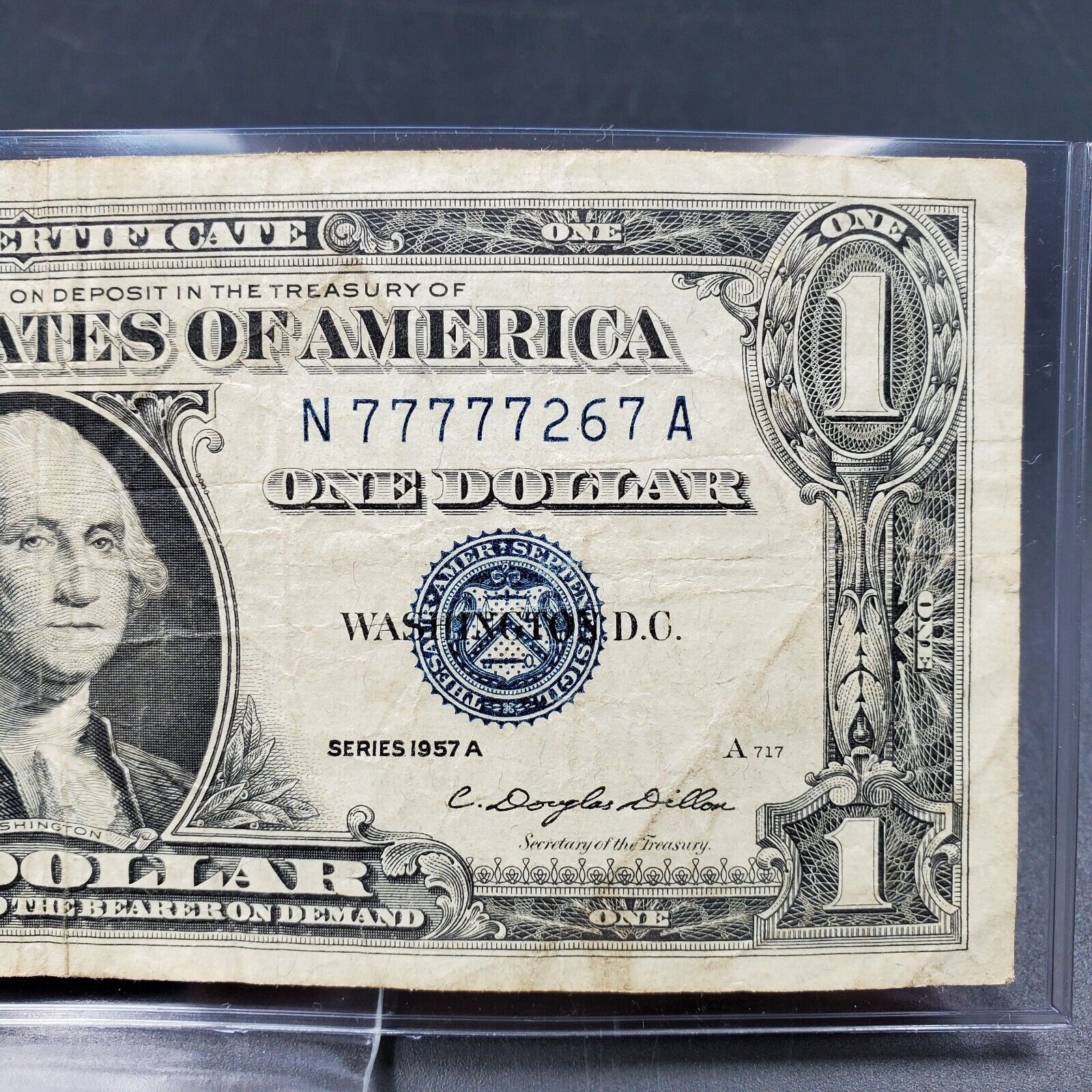 1957 $1 One Dollar Silver Certificate Star Note Blue Seal, VF/XF Condi