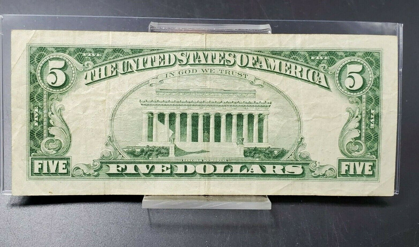 1963 $5 Five Dollar United States Red Seal Note CIR SINGLE DIGIT PLATE # NUMBERS