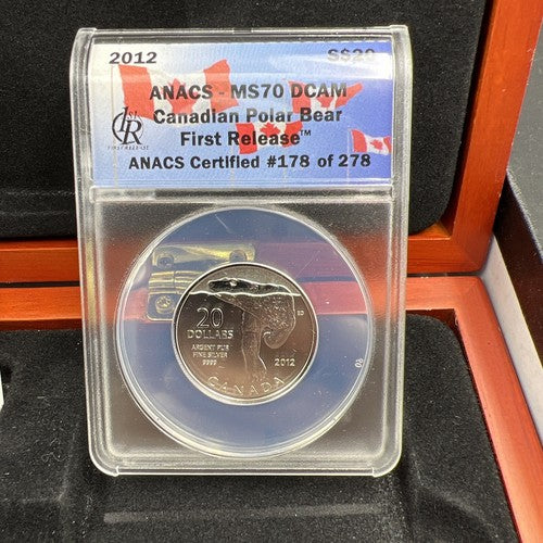 3 Coin Set 2011 2012 $20 Canada Silver Canoe Polar Bear & Last Penny MS70 ANACS