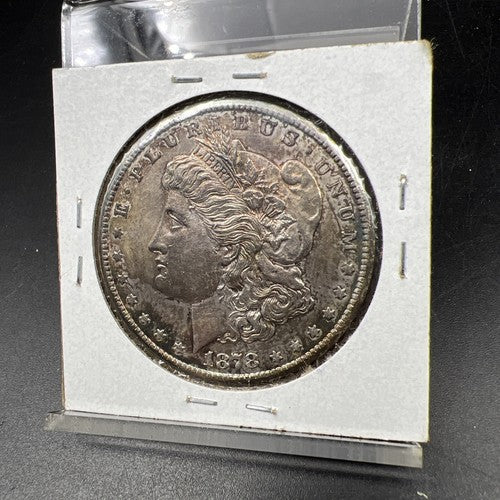1878 CC Morgan Silver Eagle Dollar Coin AU About UNC Neat Toning Toner