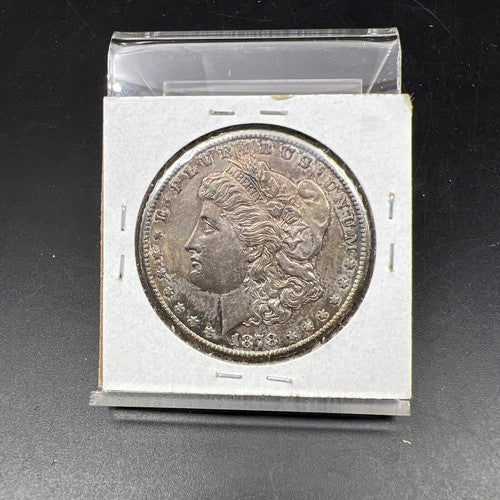 1878 CC Morgan Silver Eagle Dollar Coin AU About UNC Neat Toning Toner
