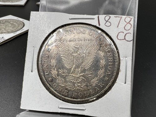 1878 CC Morgan Silver Eagle Dollar Coin AU About UNC Neat Toning Toner