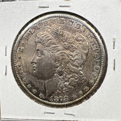 1878 CC Morgan Silver Eagle Dollar Coin AU About UNC Neat Toning Toner