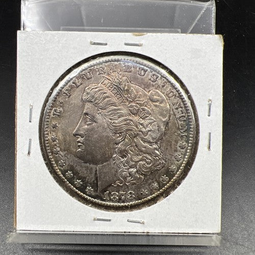 1878 CC Morgan Silver Eagle Dollar Coin AU About UNC Neat Toning Toner