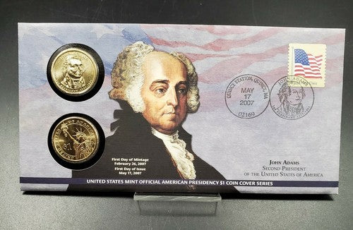 JOHN ADAMS Presidential Dollar P & D 2 coin Set First Day OGP