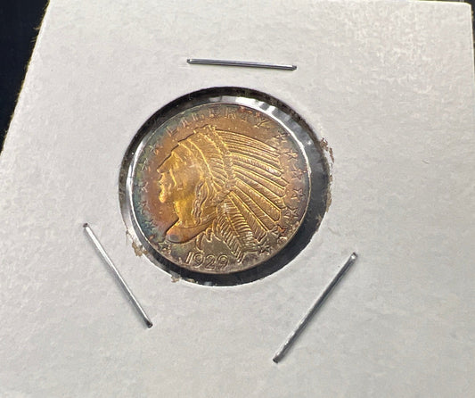 1/10 oz Silver American Recuse Indian / Eagle Tribute Round PQ Rainbow Toning Obverse