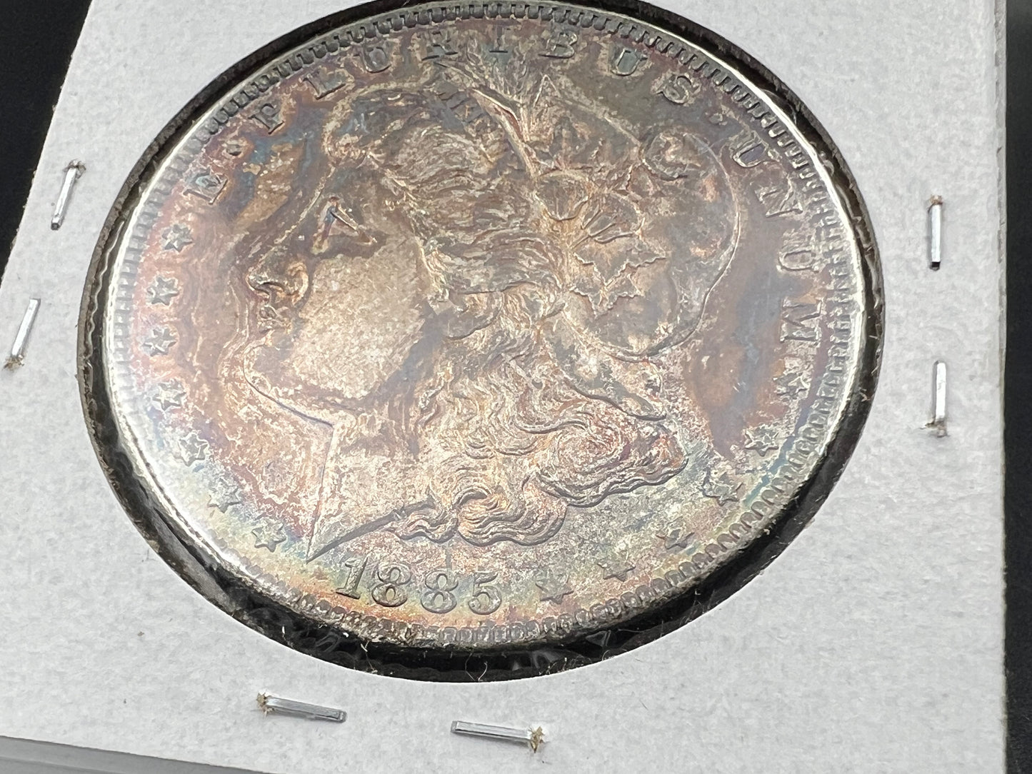 1885 O $1 Morgan Silver Dollar Coin PQ Toning Toner XF EF