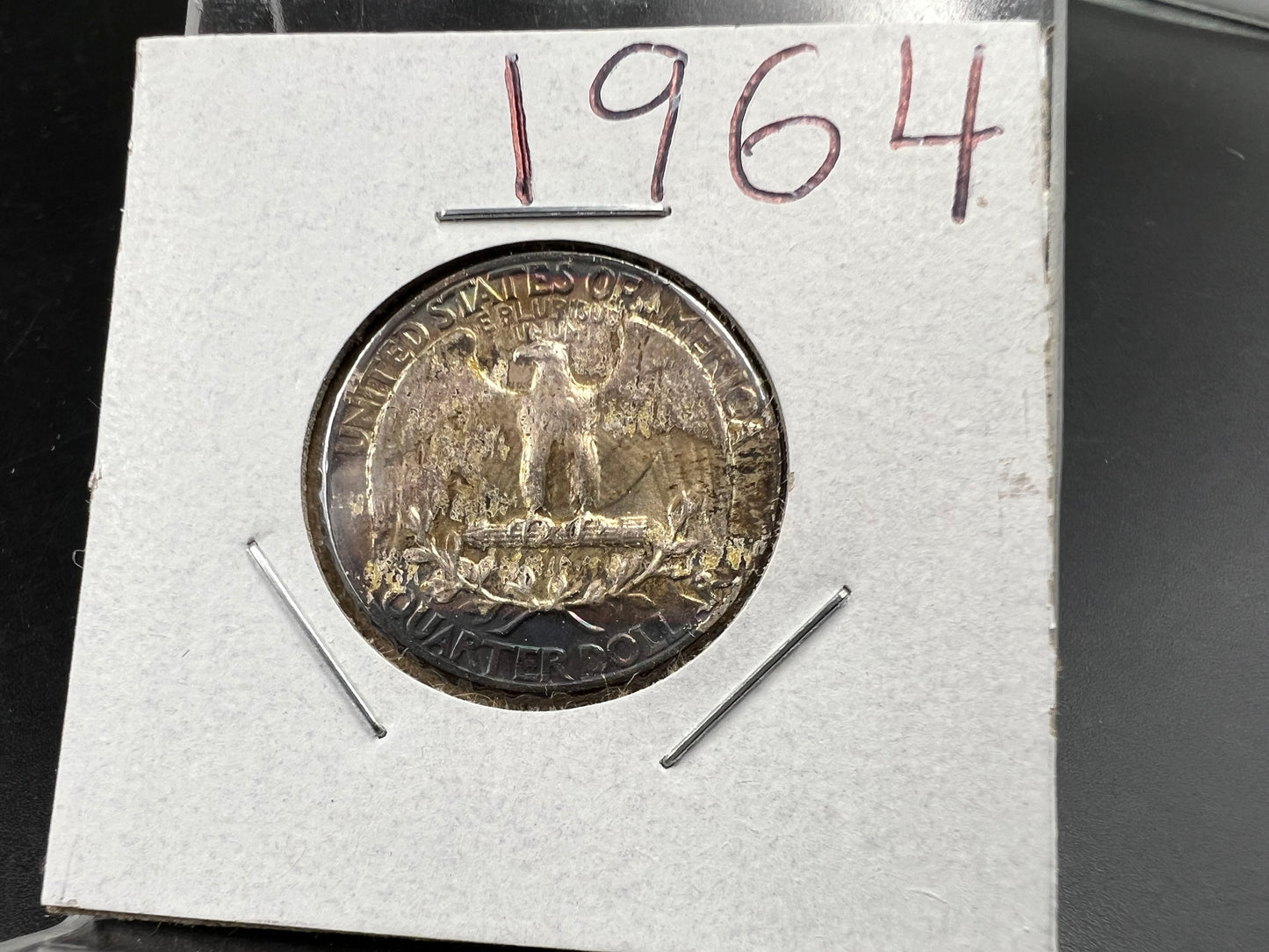 1964 25c Washington Silver Quarter Coin XF / AU Neat Toning Toner