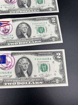 Lot of 5 Duluth GA 1976 Postal Stamped $2 Two Dollar FRN Notes CH AU / UNC