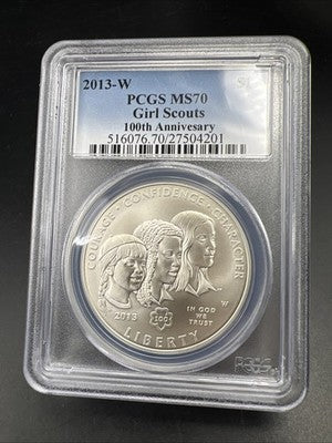 2013 W Girl Scouts Commemorative Silver Dollar Coin PCGS MS70 Gem BU
