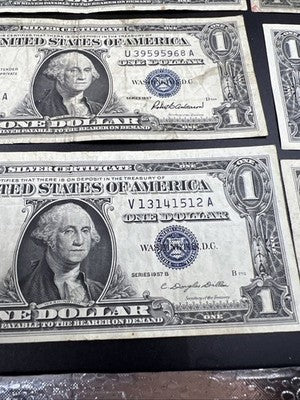 Lot of 10 1957 / 1935 $1 One Dollar Silver Certificate Blue Seal Notes VG + #512