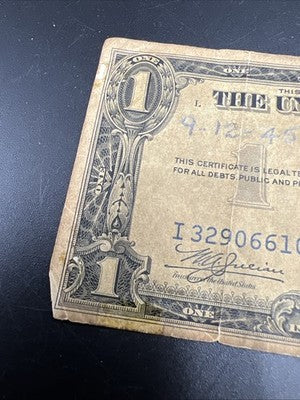 1935 A $1 North Africa Yellow Seal Silver Certificate Damaged Ugly Very Circ #10