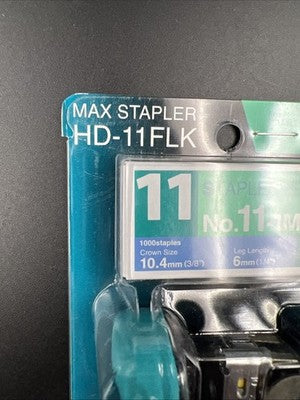 HD-11FLK Max Flat Clinch Stapler for 2x2 Coin Flips Stapler Blue Hand Size New