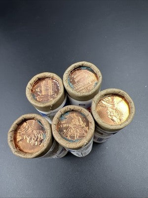 Lot of 5 Off Quality US Mint Rolls 2009 1c Lincoln Cent Penny Tarnish Toned Ends