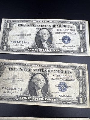 Lot of 10 VERY CIRC 1957 1935 $1 Dollar Silver Certificate Blue Seal Notes #390