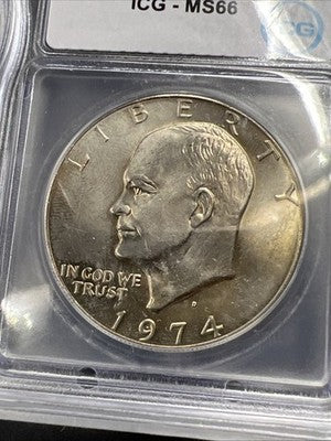 1974 D $1 Ike Eisenhower Clad Copper Nickel Dollar Coin ICG MS66 #705