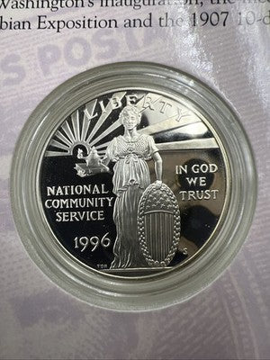 National Community Service 1996 W Silver Dollar Proof & Stamp Set