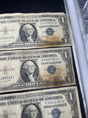 Lot of 10 VERY CIRC 1957 1935 $1 Dollar Silver Certificate Blue Seal Notes #80