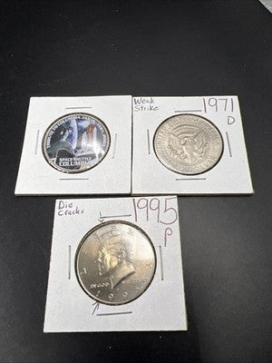 Kennedy Half Dollar Collector's Lot 1995 Die cracks 1971 D Weak Strike & Colored