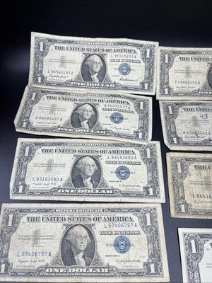Lot of 18 1957 $1 One Dollar Blue Seal Silver Certificates G / VG #642