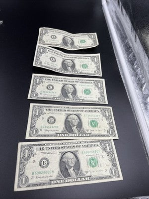 Lot of 5 1963 B $1 Barr FRN Federal Reserve Notes One Dollar Bills VG + #660