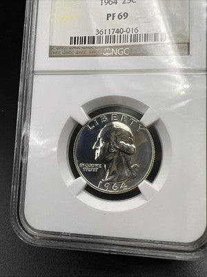 1964 25c Washington Silver Quarter Coin NGC Brown Label PF69 #016